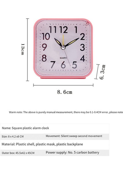 Basit Çocuk Çalar Saat, Sessiz Plastik Kuvars Saat, Masaüstü Dekorasyonu, Çalar Saat, Kırmızı (Yurt Dışından) modelleri