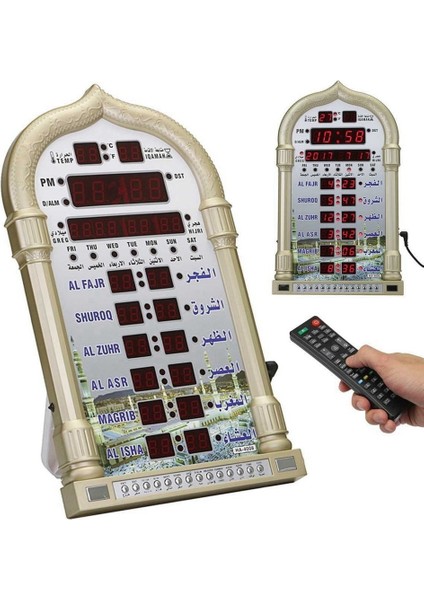 12 V Ezan Cami Takvimi Müslüman Namaz Duvar Saati Alarmı Ramazan Ev Dekor + Uzaktan Kumanda Gümüş (Yurt Dışından) fırsatları
