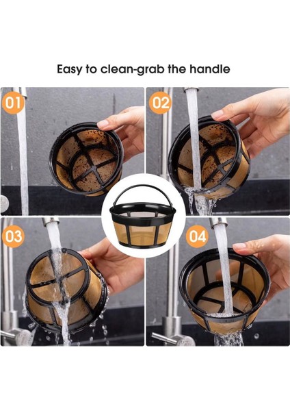 Yeniden Kullanılabilir Kahve Filtresi, Sepet Kahve Filtreleri 8-12 Fincan Paslanmaz Çelik Hasır Tabanlı Yedek Kahve Filtresi (Yurt Dışından) fırsatları