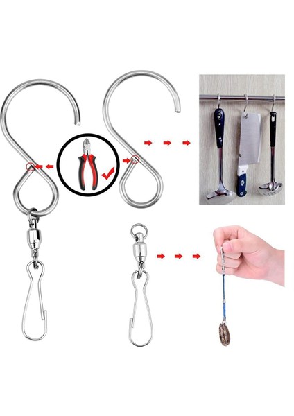 8 Parçalı S-Şekilli Klips Döndürücü, Asılı Rüzgar Döndürücü, Rüzgar Çanı Kancası, Spiral Kuyruk Bükücü (Yurt Dışından) modelleri