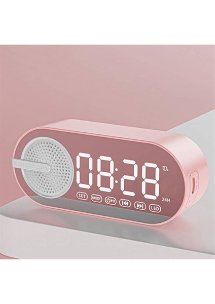 Renkli Gece Lambası ile Dijital Saatli Taşınabilir Bluetooth Hoparlör Çift Çalar Saat Ayna Subwoofer Siyah (Yurt Dışından) fiyatları