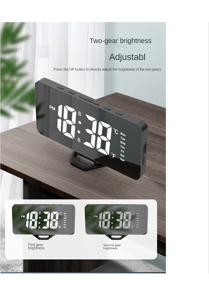 LED Dijital Projeksiyon Çalar Saat Masa Elektronik Çalar Saat Zaman Projektörü Yatak Odası Başucu Saat Siyah (Yurt Dışından)