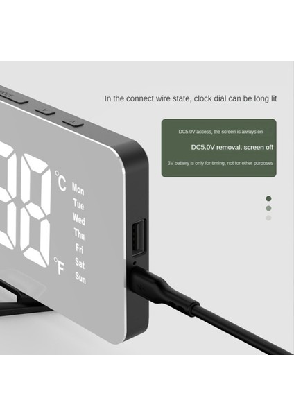 LED Dijital Projeksiyon Çalar Saat Masa Elektronik Çalar Saat Zaman Projektörü Yatak Odası Başucu Saat Siyah (Yurt Dışından)