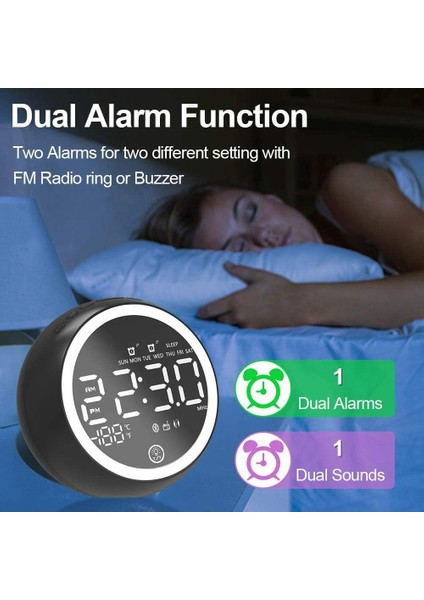 Dijital Alarm Saatli Radyo Çift USB Bağlantı Noktası, Bluetooth Hoparlör ile Erteleme Gece Lambası, Çocuk Odası Için Taşınabilir Saat, Abd Tak (Yurt Dışından)