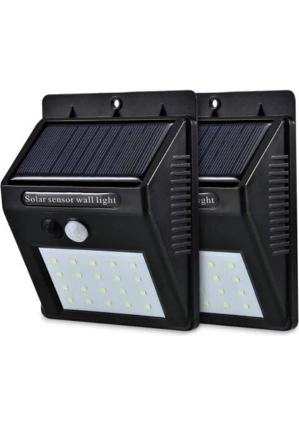 2 Adet Güneş Enerjili Solar Lamba 20 Li Sensörlü Duvar Tipi Su Geçirmez Sokak Bahçe Lambası modelleri