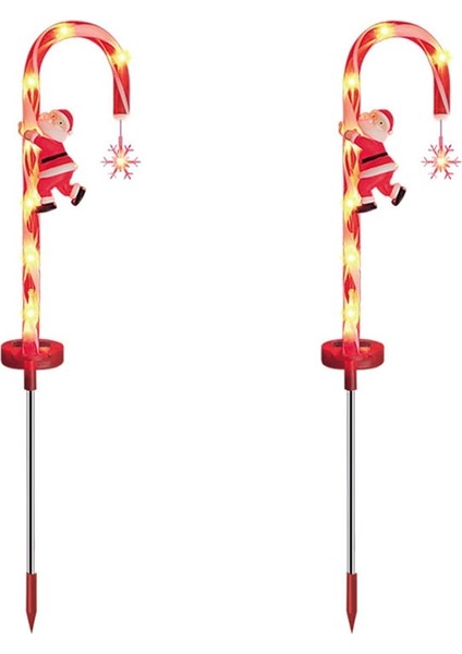 2'li Paket Dış Mekan Noel Kardan Adam Şeker Kamışı Takılabilir Işıklar (Yurt Dışından)