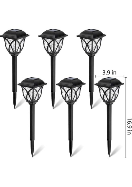 6'lı Paket Solar Izgara Retro LED Kare Plastik Çim Işıkları (Yurt Dışından)