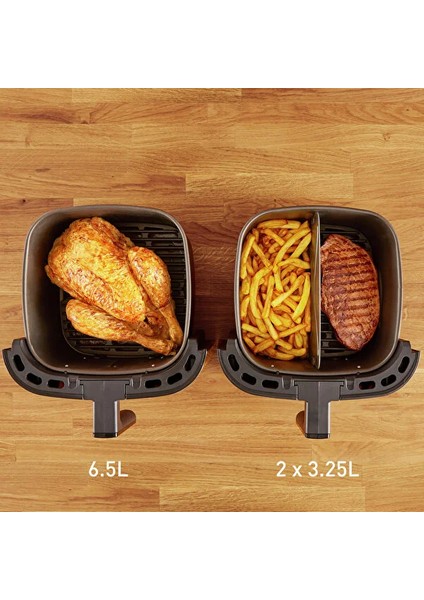 Easy Fry & Grill & Xxl 6.5 Lt Yağsız Airfryer Fritöz - Tek, Çift Hazneli - 8 Pişirme Programı (Patates Kızartması, Nuggets, Kızarmış Tavuk, Pizza, Et, Balık, Sebze, Tatlı)