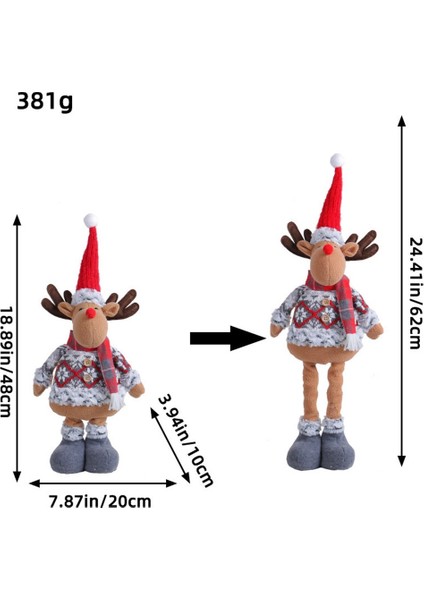 Sevimli Elk Doll Noel Baba Silindir Şapkalı Bebek Pencere Dekorasyonu (Yurt Dışından)