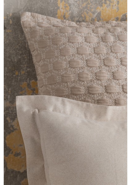 Trona Beige Çift Kişilik %100 Pamuk Nevresim Takımlı Battaniye ve Yatak Örtüsü Seti