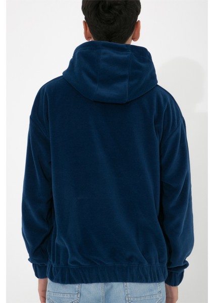 Oversize Kapüşonlu Polar Sweatshirt N-Myndo - Lacivert fırsatları
