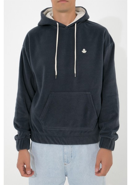 Oversize Kapüşonlu Polar Sweatshirt N-Myndo - Füme modelleri