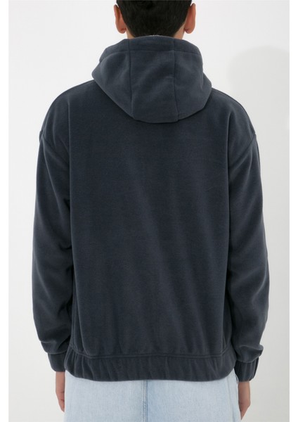 Oversize Kapüşonlu Polar Sweatshirt N-Myndo - Füme fırsatları