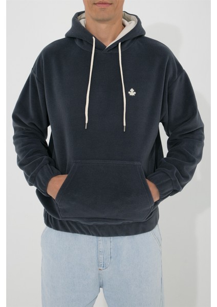 Oversize Kapüşonlu Polar Sweatshirt N-Myndo - Füme indirimleri