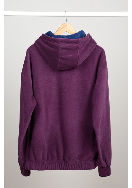 Oversize Kapüşonlu Polar Sweatshirt N-Myndo - Koyu Mor fiyatları