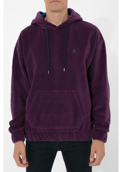 Oversize Kapüşonlu Polar Sweatshirt N-Myndo - Koyu Mor modelleri