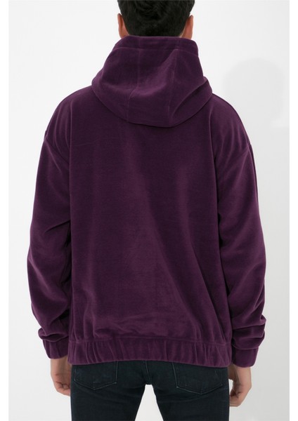 Oversize Kapüşonlu Polar Sweatshirt N-Myndo - Koyu Mor fırsatları