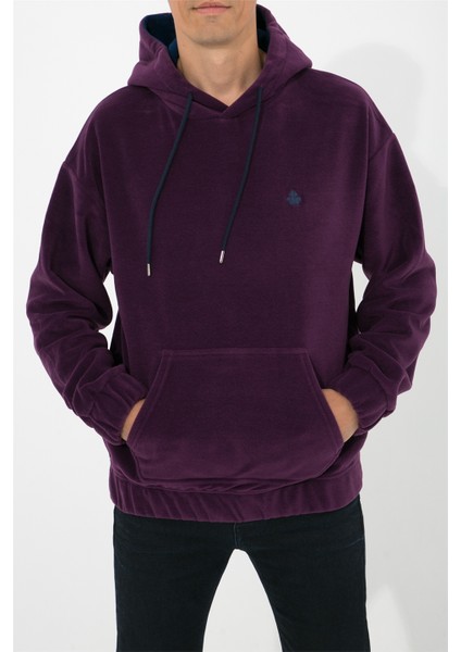 Oversize Kapüşonlu Polar Sweatshirt N-Myndo - Koyu Mor indirimleri
