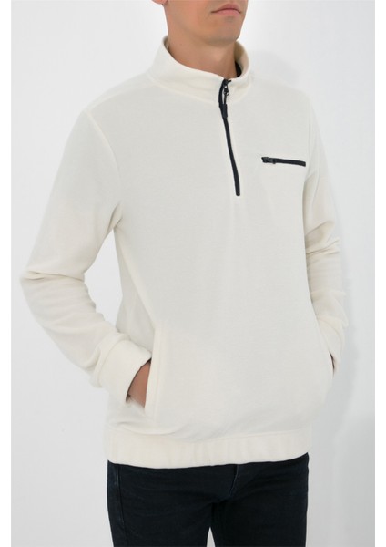 Yarım Fermuarlı Polar N-Cauno - Ekru indirimleri