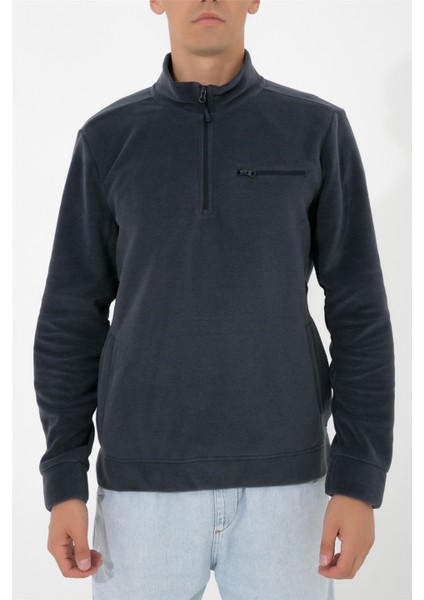 Yarım Fermuarlı Polar N-Cauno - Füme modelleri