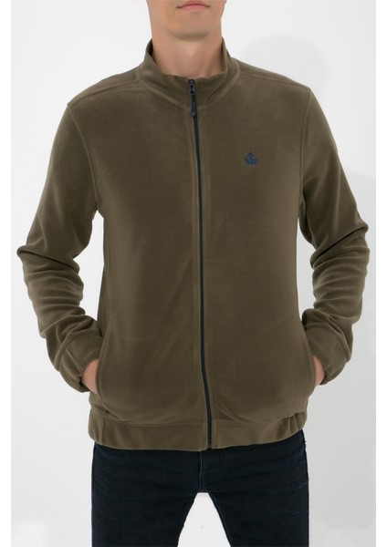 Tam Fermuarlı Polar Ceket N-Alimo - Haki indirimleri