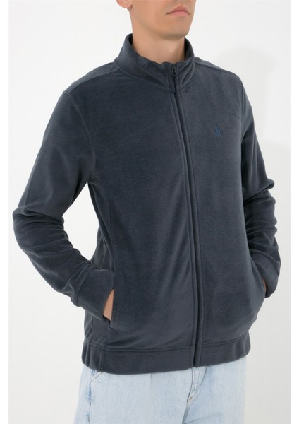 Tam Fermuarlı Polar Ceket N-Alimo - Füme indirimleri