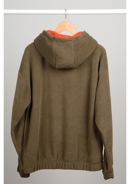 Oversize Kapüşonlu Polar Sweatshirt N-Myndo - Haki fiyatları