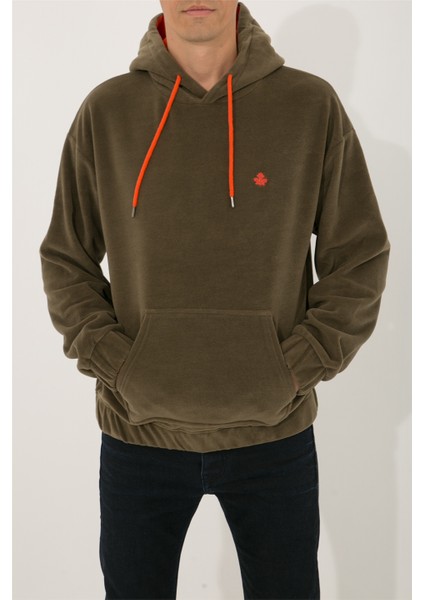 Oversize Kapüşonlu Polar Sweatshirt N-Myndo - Haki indirimleri