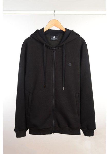 Fermuarlı Kapüşonlu Sweatshirt N-Halicarna - Siyah