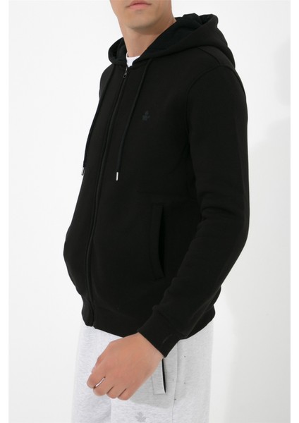 Fermuarlı Kapüşonlu Sweatshirt N-Halicarna - Siyah indirimleri