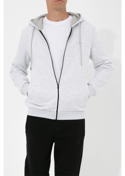 Fermuarlı Kapüşonlu Sweatshirt N-Halicarna - Açık Gri indirimleri