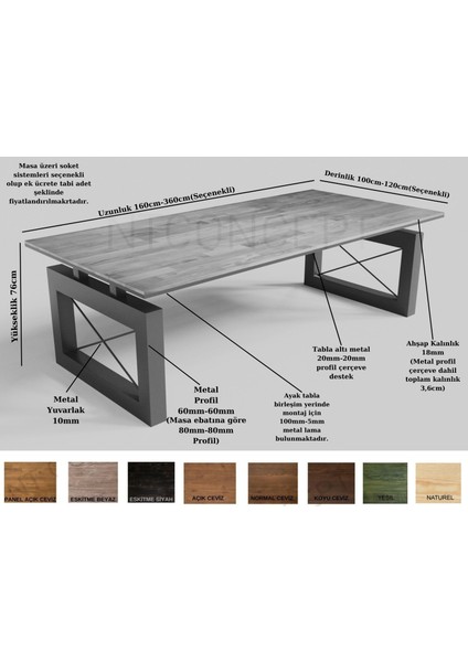 Ntconcept Lia Masif Ahşap Toplantı Masası