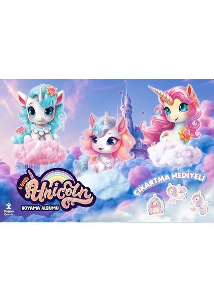 I Love Unicorn Çıkartmalı Hediyeli Boyama Albümü