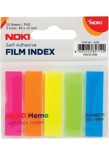 Film Index Memo 5 Renk 12x45mm 25 Yp. 12050 Yapışkan Notluk