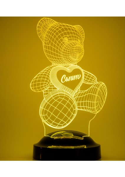 3 Boyutlu Kişiye Özel Konsept Hediye 3D Ayı Teddy LED Lamba