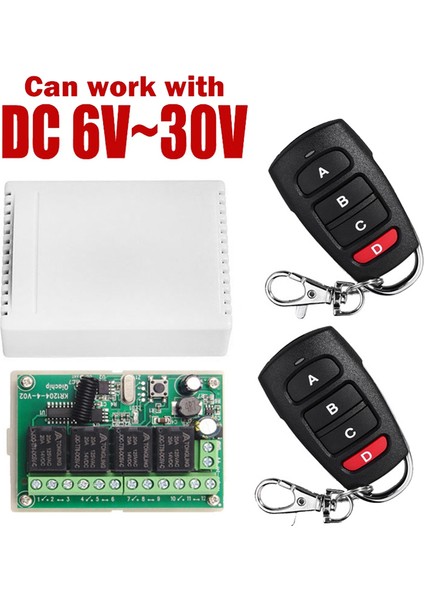 DC12V 24V 4ch Uzaktan Kumanda Anahtarı 433M Alma Kontrolü Dört Yönlü Röle Modülü (Yurt Dışından)
