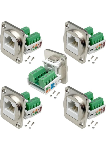 RJ45 Panel Montajlı Vidalı Terminal Adaptörü, RJ45/8P8C Panel Montaj Konnektörü, D-Tipi RJ45 Dişi Lehimsiz Terminal (Yurt Dışından)