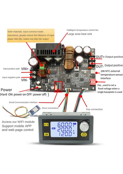 1200W Dc Cnc Antihipertansif Boost Dönüştürücü 6-70V Ayarlanabilir Güç Kaynağı Girişi Sabit Voltaj Solar Şarj Modülü (Yurt Dışından)