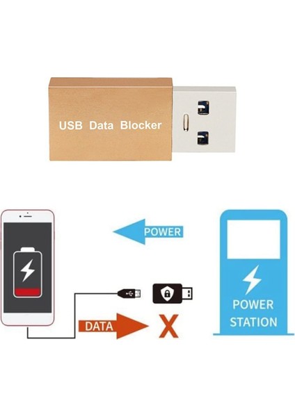 5pcs USB Veri Engelleyici Yalnızca Şarj Edilebilir USB Engelleyici Adaptör Veri Senkronizasyonunu Engellemek Için Meyve Suyu Jacking'e Karşı Koruyun Altın (Yurt Dışından)