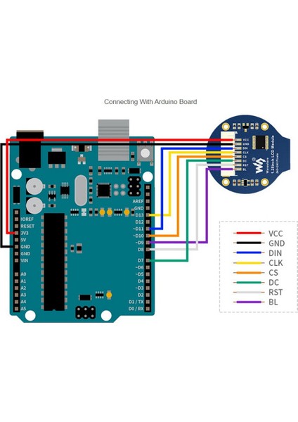 1.28 Inç Yuvarlak LCD Ekran Modülü 65K Rgb Renkler 240X240 Çözünürlük, Spı Arayüzü Gömülü GC9A01 Sürücüsü ile (Yurt Dışından)