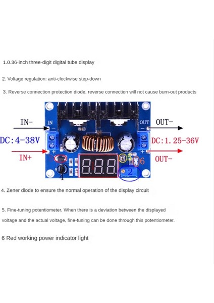 LED Voltmetre Pwm Ayarlanabilir 4-38V Ila 1.25-36V Adım Aşağı Devre Kartı Modülü XL4016 8A 250W Dc-Dc Güç Düşüşü Modülü (Yurt Dışından)