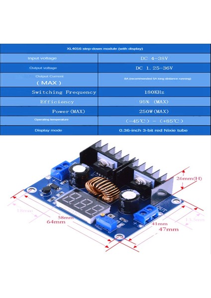 LED Voltmetre Pwm Ayarlanabilir 4-38V Ila 1.25-36V Adım Aşağı Devre Kartı Modülü XL4016 8A 250W Dc-Dc Güç Düşüşü Modülü (Yurt Dışından)