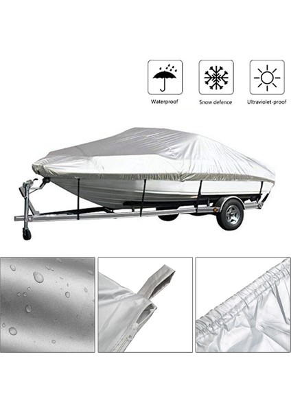 Tekne Örtüsü Dış Mekan Koruması Suya Dayanıklı Yansıtıcı Oxford Kumaş V-Hull Runabouts ve Tekneler Için 11-13FT (Yurt Dışından)