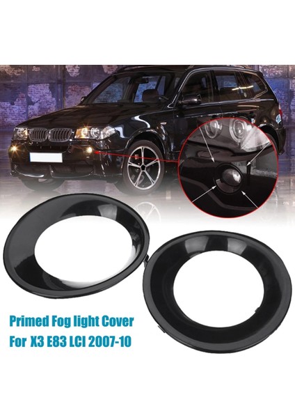 2 Adet Lamba Kapağı Astarlı Siyah Sis Lambası Lambası Trim Sürüş Aydınlatma Koruması-Bmw X3 E83 Lcı 2007-2010 (Yurt Dışından)