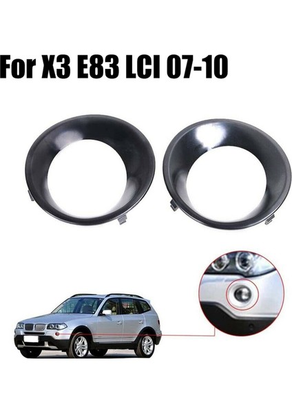 2 Adet Lamba Kapağı Astarlı Siyah Sis Lambası Lambası Trim Sürüş Aydınlatma Koruması-Bmw X3 E83 Lcı 2007-2010 (Yurt Dışından)