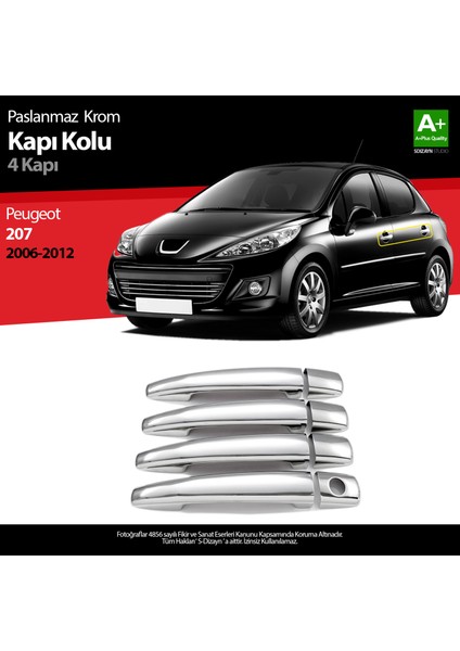 Peugeot 207 Krom Kapı Kolu 4 Kapı 2006-2012 A+ Kalite