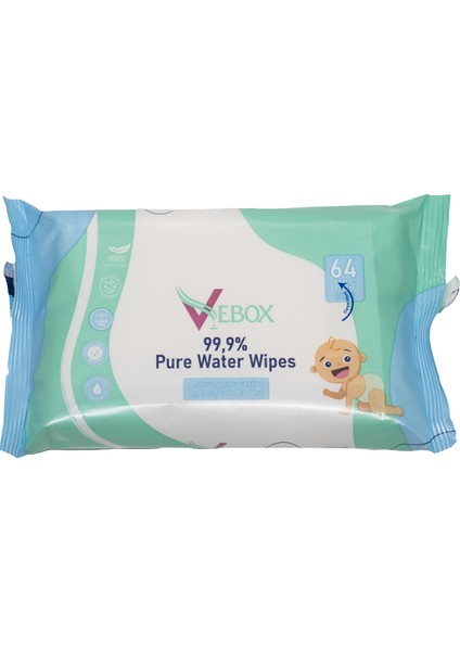 Pure Water Wipes Islak Mendil - Yenidoğan & Hassas Ciltler Için Bebek Bakım Havlusu (10 Paket 640 Yaprak)