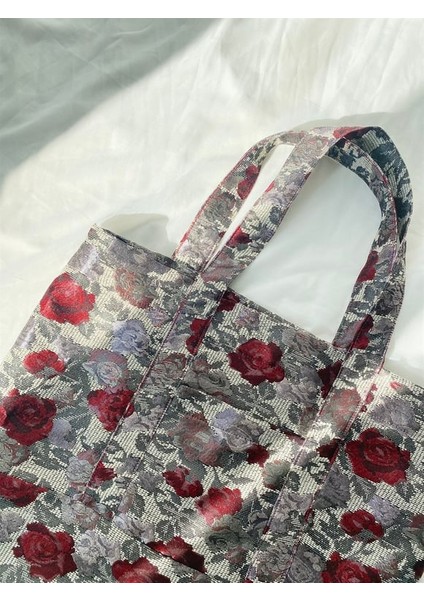 Özel Tasarım Jakarlı Dokuma Kumaş Çanta Shopping Bag Çok Renkli