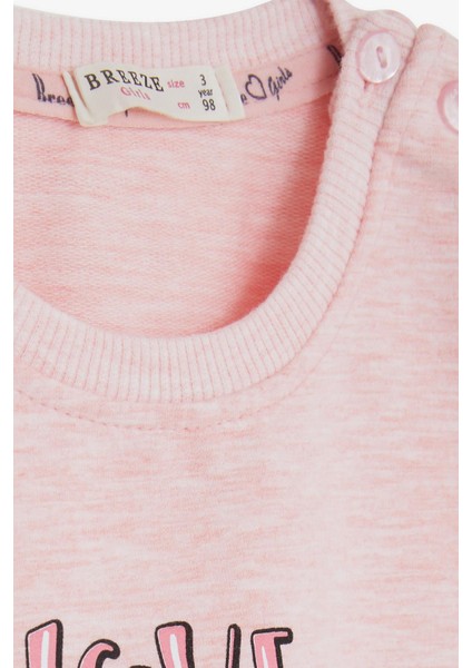 Kız Çocuk Sweatshirt Unicorn Baskılı 2-6 Yaş, Somon Melanj