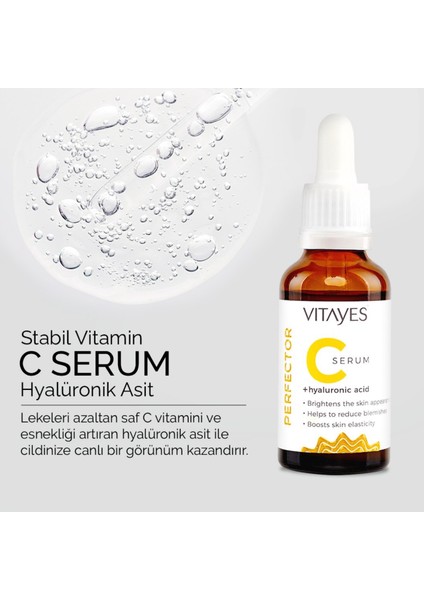 VITAYES Perfector Vitamin C + Hyaluronik Asit Aydınlatıcı Yüz Serumu 30ML + Ikili Avantajlı Set